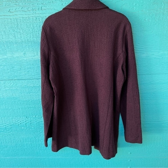 EILEEN FISHER MINIMALIST NOTCH COLLAR LONGLINE DEEP BURGUNDY BLAZER JACKET NWT - Picture 7 of 8